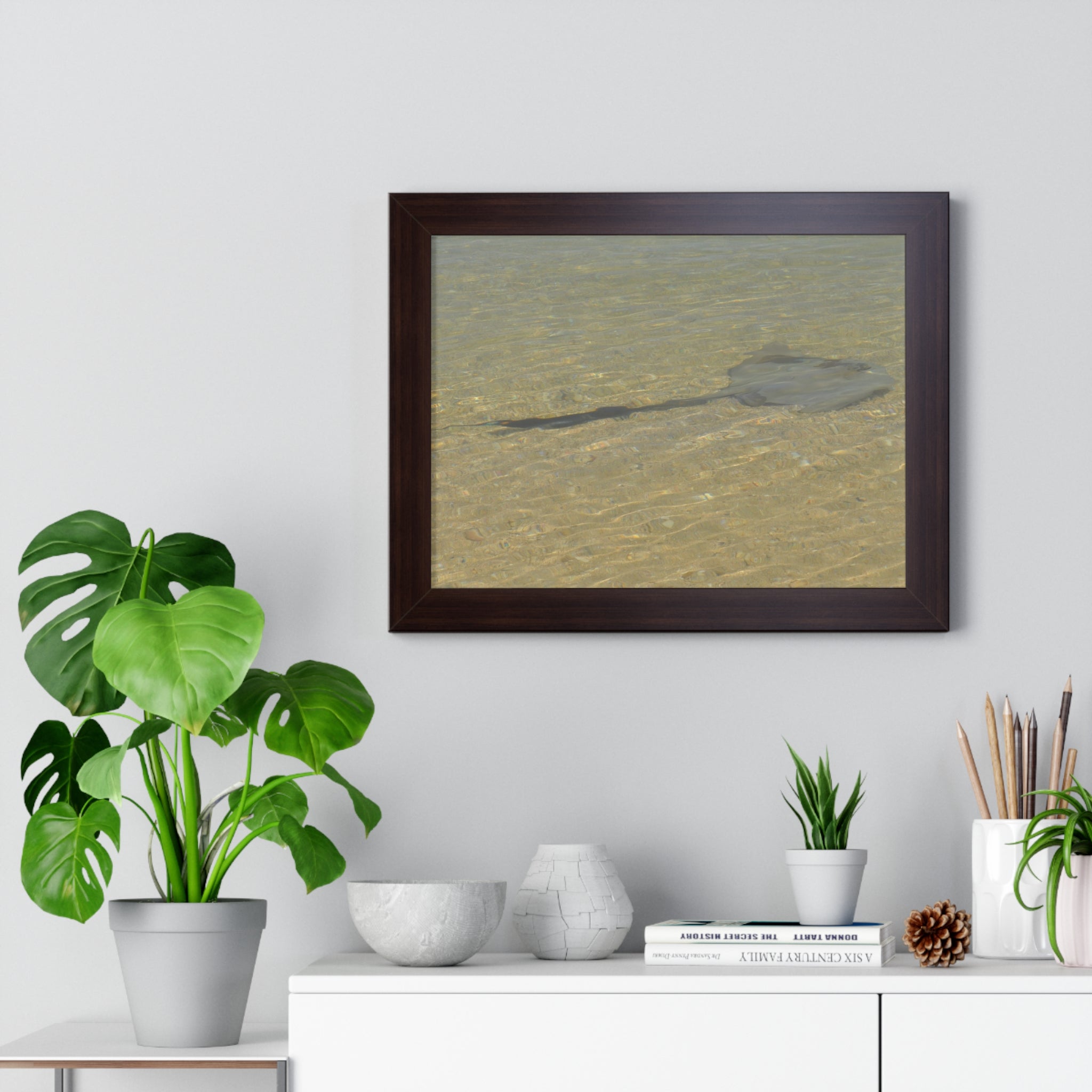 Tranquil Stingray Framed Horizontal Poster - Ocean Wall Art for Beach Lovers