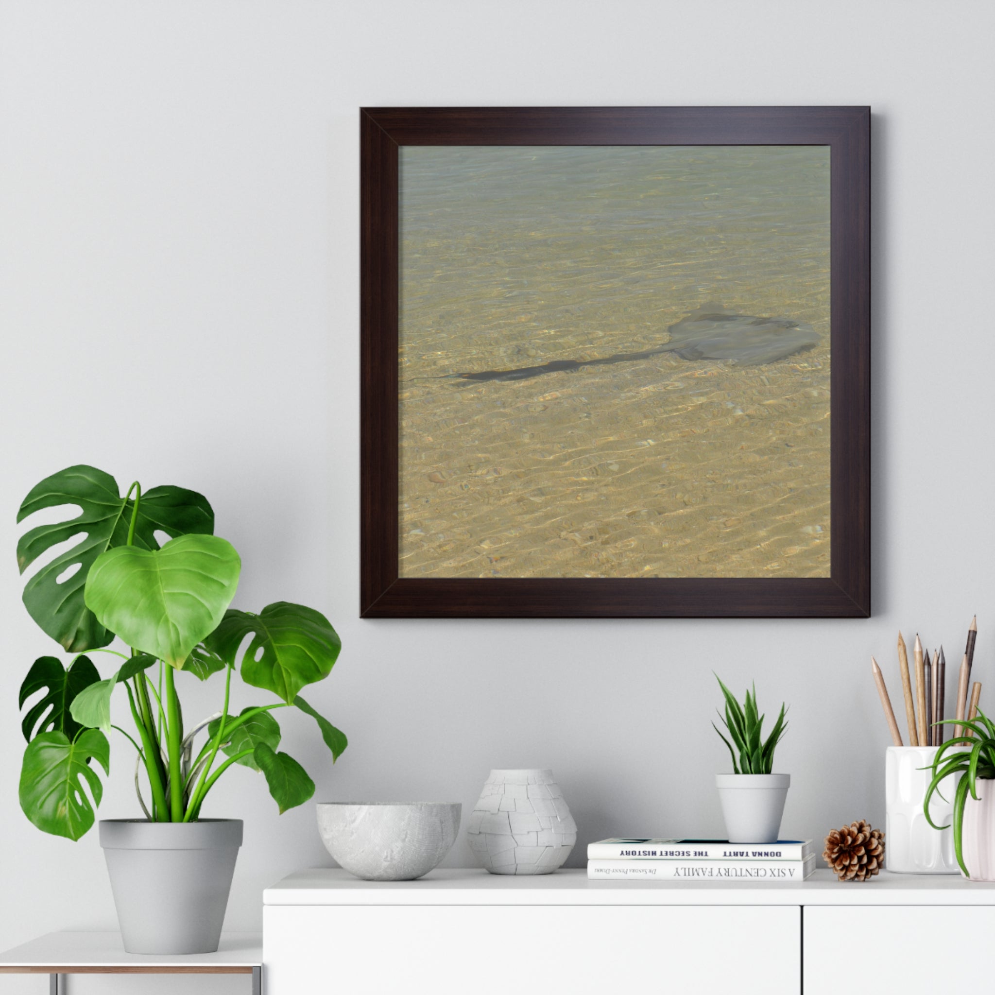 Tranquil Stingray Framed Horizontal Poster - Ocean Wall Art for Beach Lovers