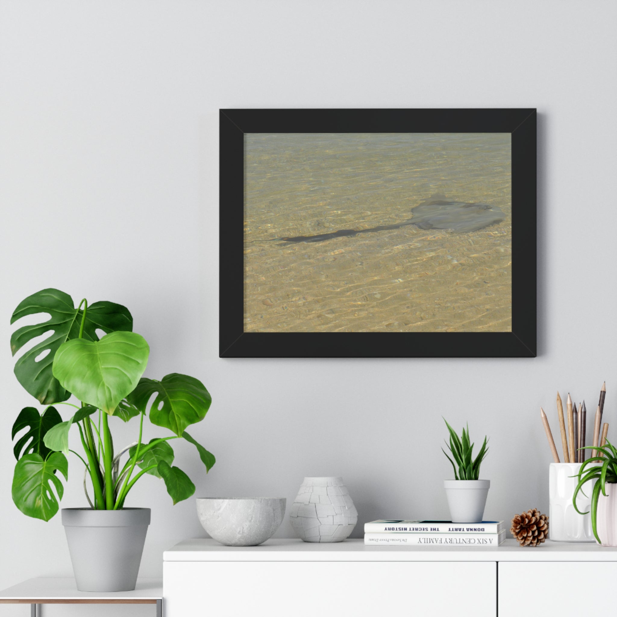 Tranquil Stingray Framed Horizontal Poster - Ocean Wall Art for Beach Lovers