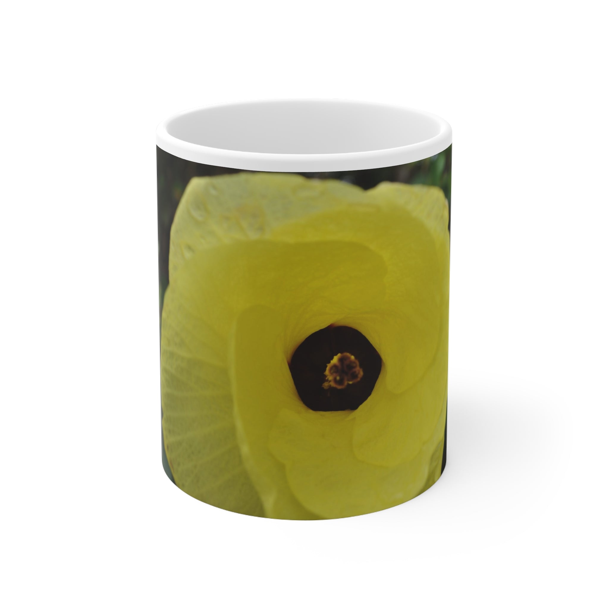 Botanical Yellow Poppy Flower Ceramic Mug - 11oz Coffee Cup for Nature Lovers