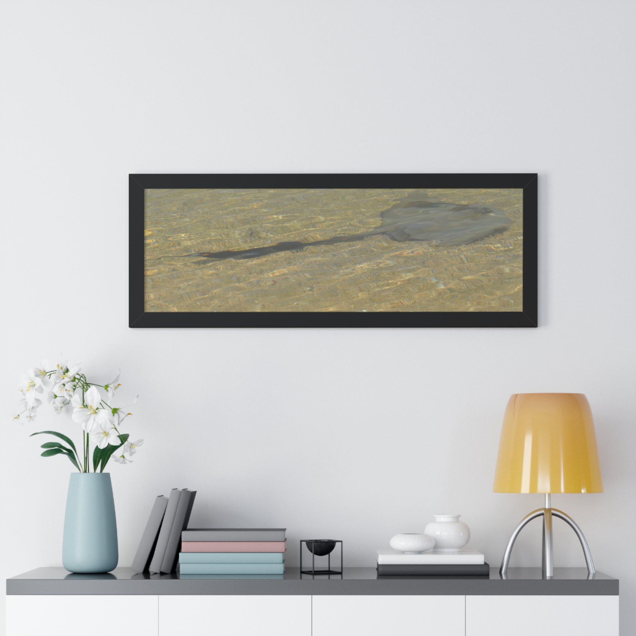 Tranquil Stingray Framed Horizontal Poster - Ocean Wall Art for Beach Lovers