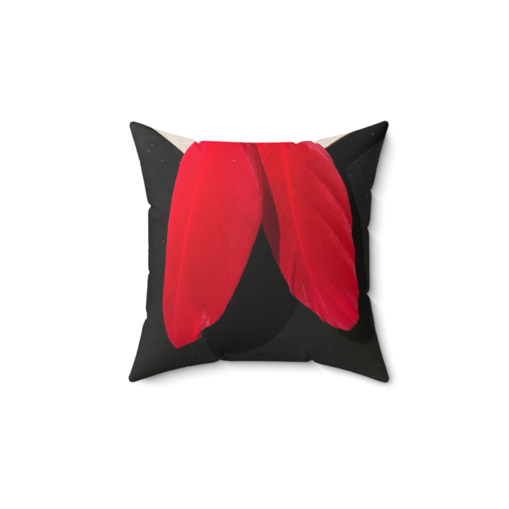 Elegant Red Feather Square Pillow - Cozy Home Decor