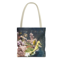 Underwater Serenity  Seahorse Tote Bag - Ocean-Inspired Design for Marine Life Lovers