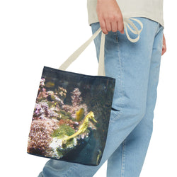 Underwater Serenity  Seahorse Tote Bag - Ocean-Inspired Design for Marine Life Lovers