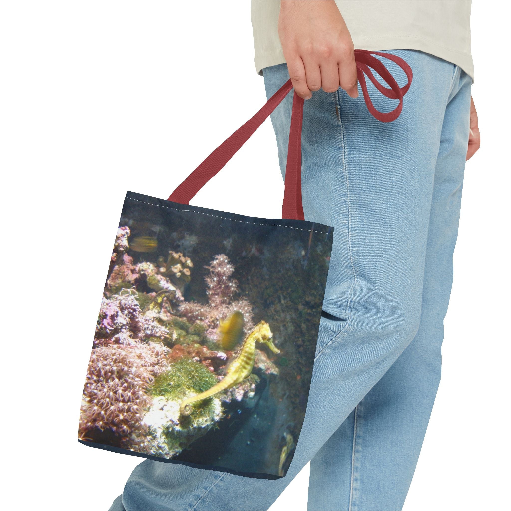 Underwater Serenity  Seahorse Tote Bag - Ocean-Inspired Design for Marine Life Lovers